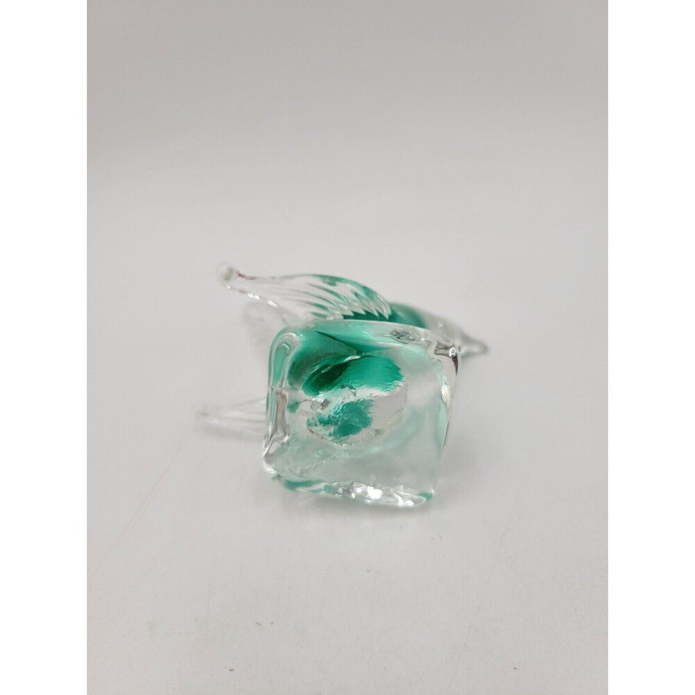 Small Art Glass bird Figurine Green‎ And Clear Hand Blown Sculpture - Picture 7 of 11
